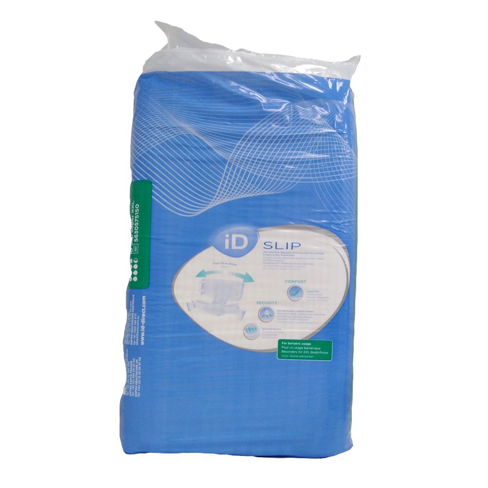 Confezione iD Slip. Confezione blu con immagine del prodotto e testo. 'iD Slip' è chiaramente visibile.