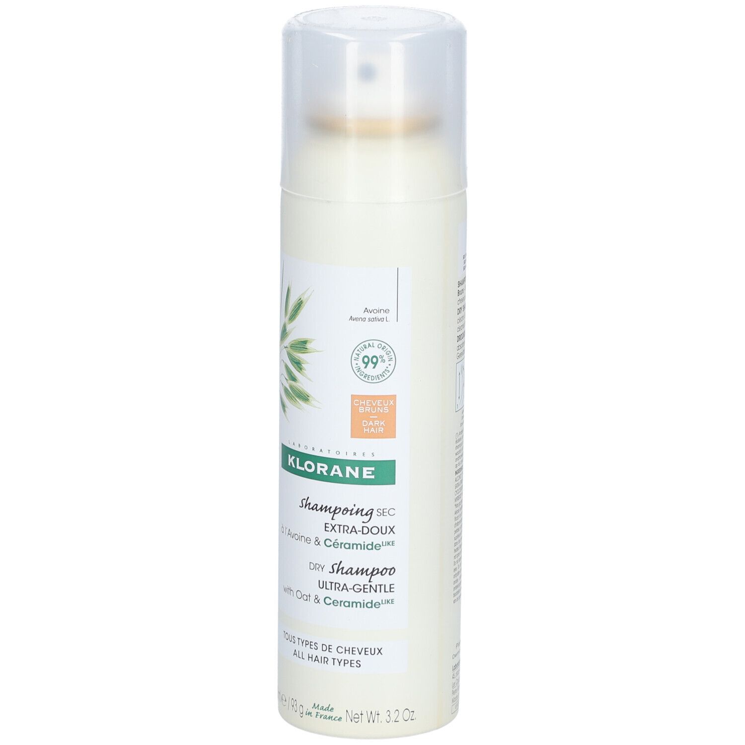 Klorane Shampoo secco con avena & Ceramidi, 100g.