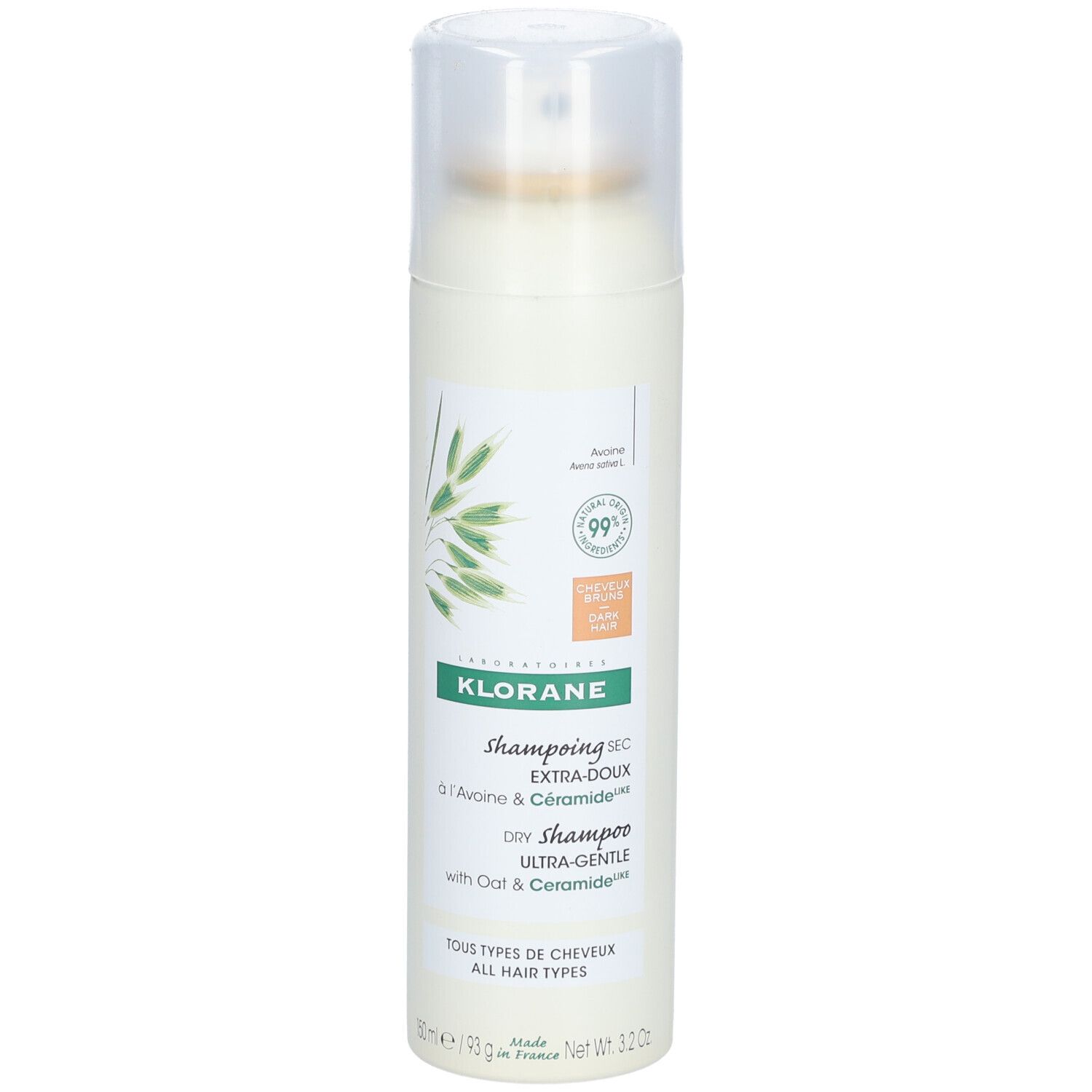 Klorane Shampoo Secco Ultra Delicato con Avena & Ceramidi in flacone spray.