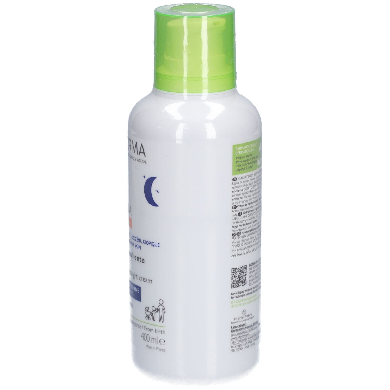 Retro del flacone A-Derma Exomega Control. Testo e informazioni sul prodotto.