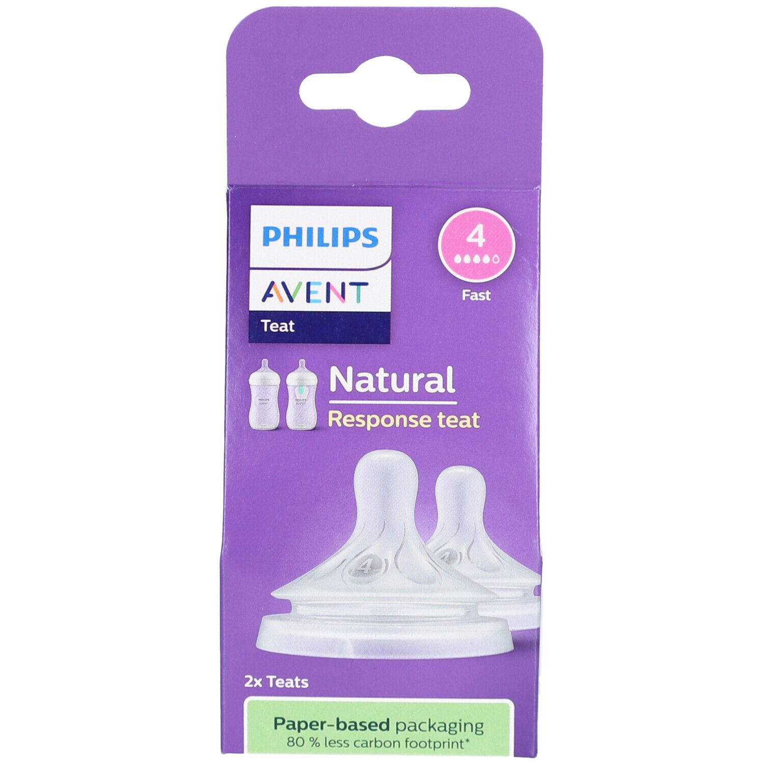 Confezione Philips Avent con due tettarelle. Flusso 4, per bambini 3m+.