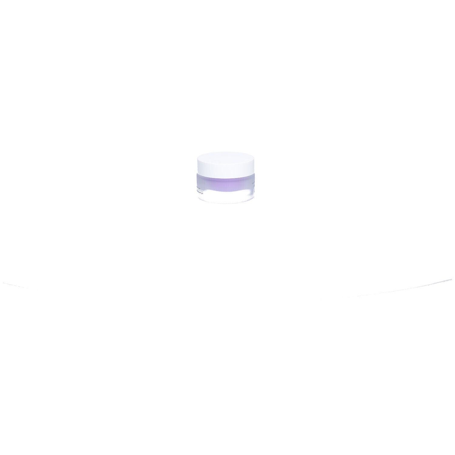Piccolo vasetto di crema con coperchio bianco e vetro viola.