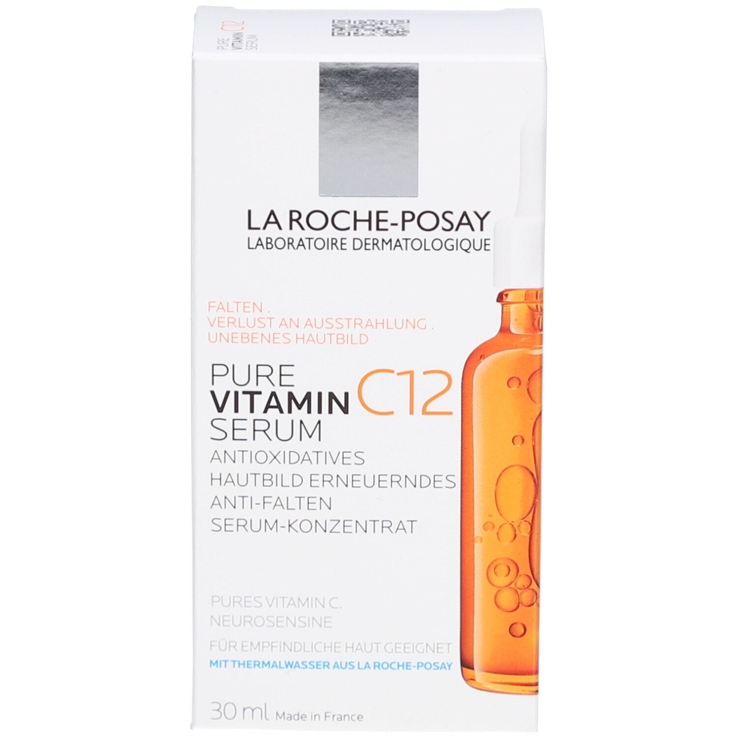 Prodotto e confezione. Scritta: Pure Vitamin C12 Serum. Marchio La Roche-Posay.