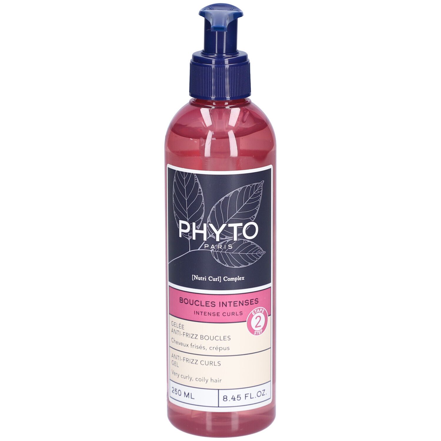 Phyto Intense Curls Gel in flacone trasparente con erogatore a pompa. 250 ml.