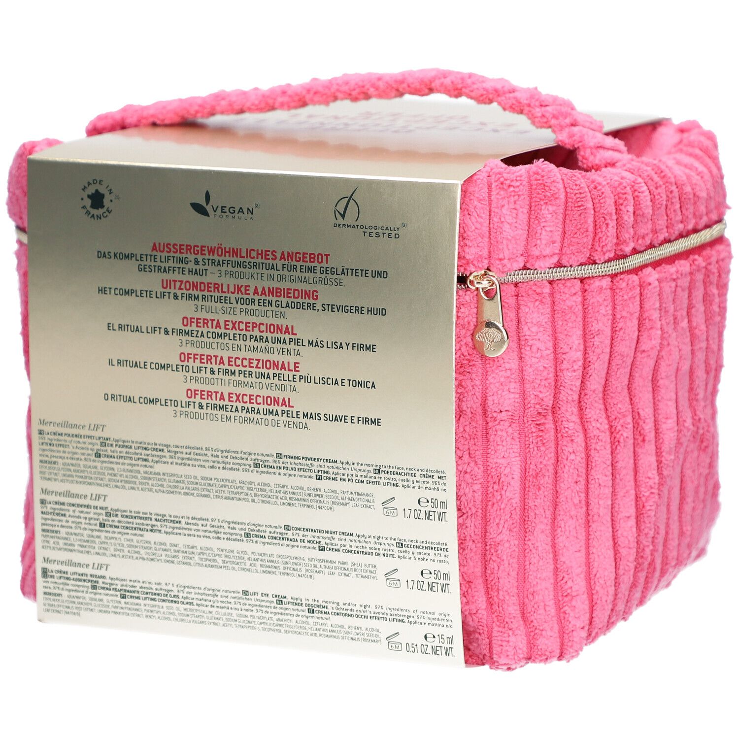 Retro del Nuxe Merveillance Lift Set con informazioni sul prodotto.