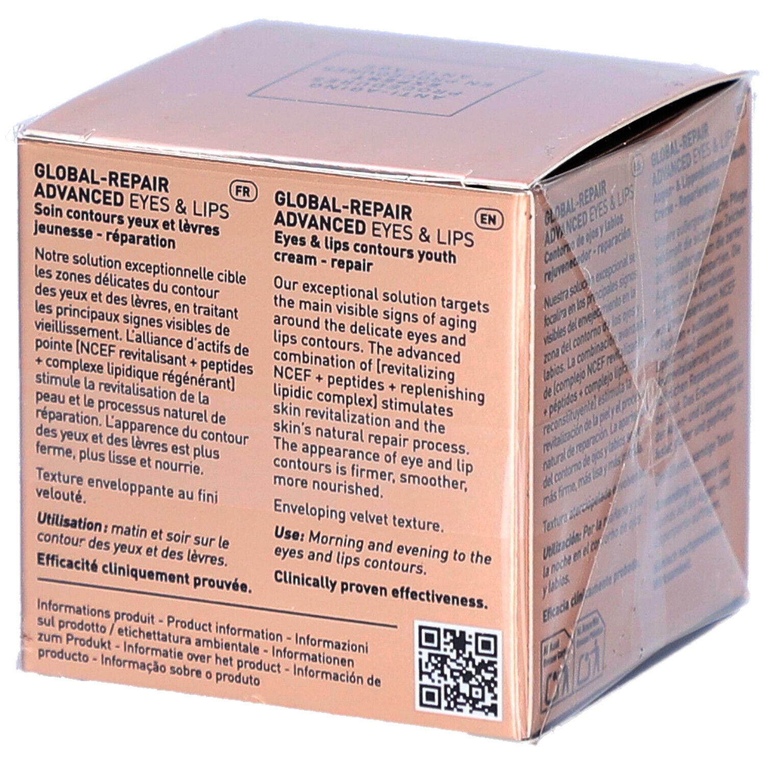 Confezione crema Filorga Global-Repair Advanced Occhi e Labbra con testo.