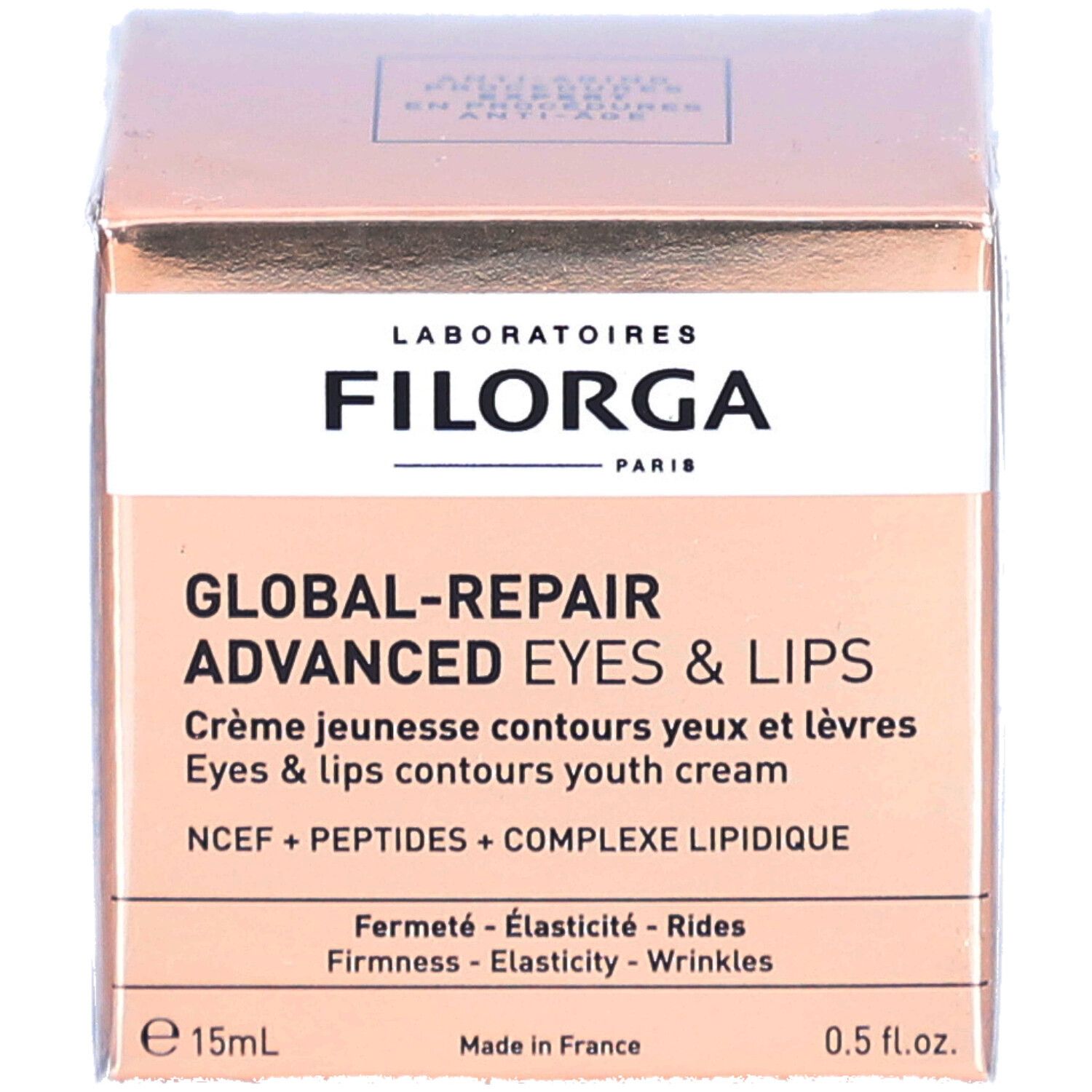 Confezione crema Filorga Global-Repair Advanced Occhi e Labbra con testo.