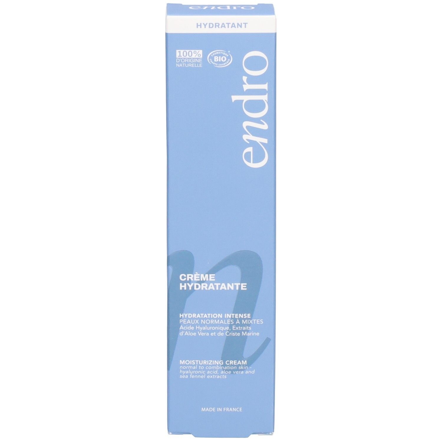 Confezione di crema idratante Endro con sigillo Bio e indicazione 100% naturale.