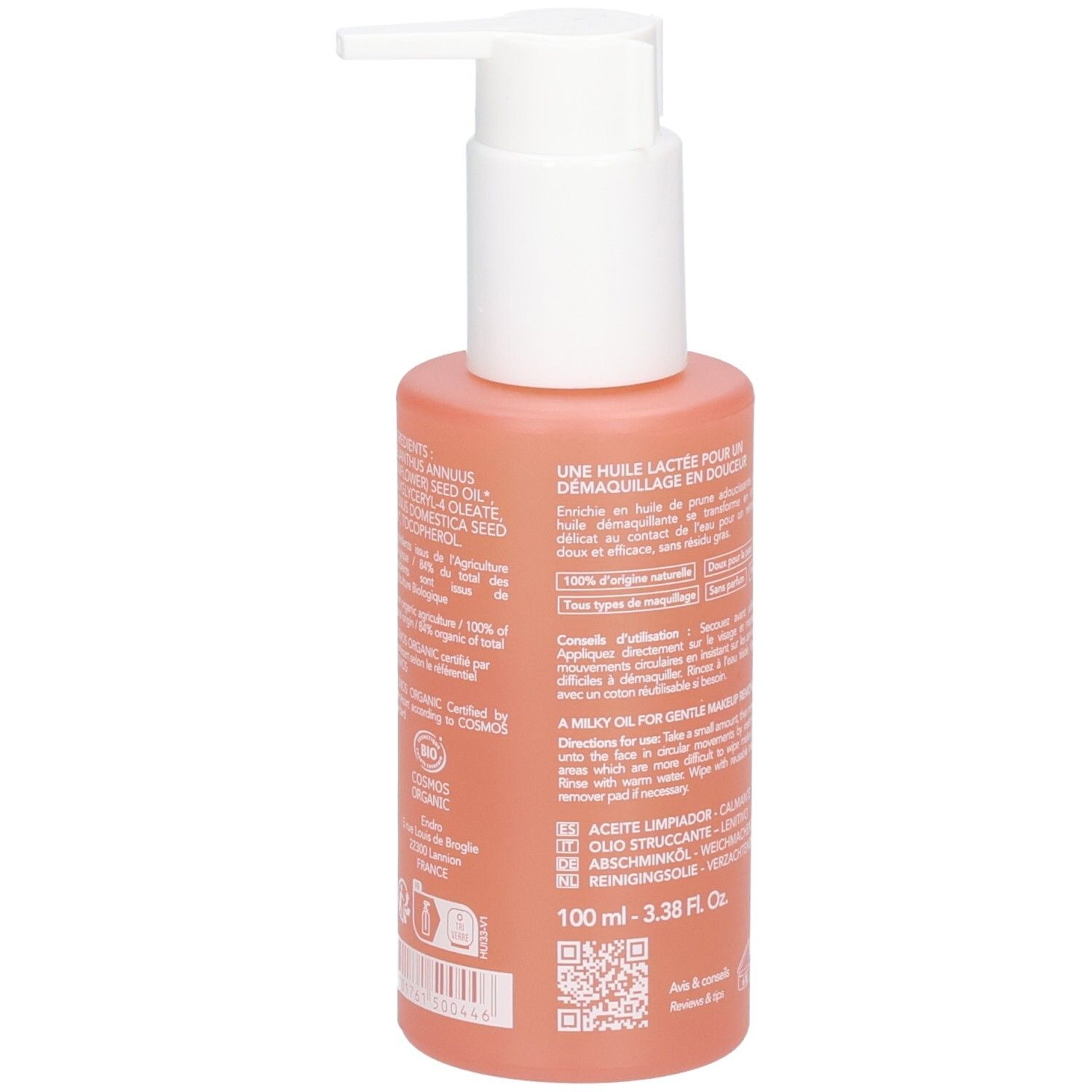 Olio detergente lattiginoso in flacone con erogatore, 100 ml.