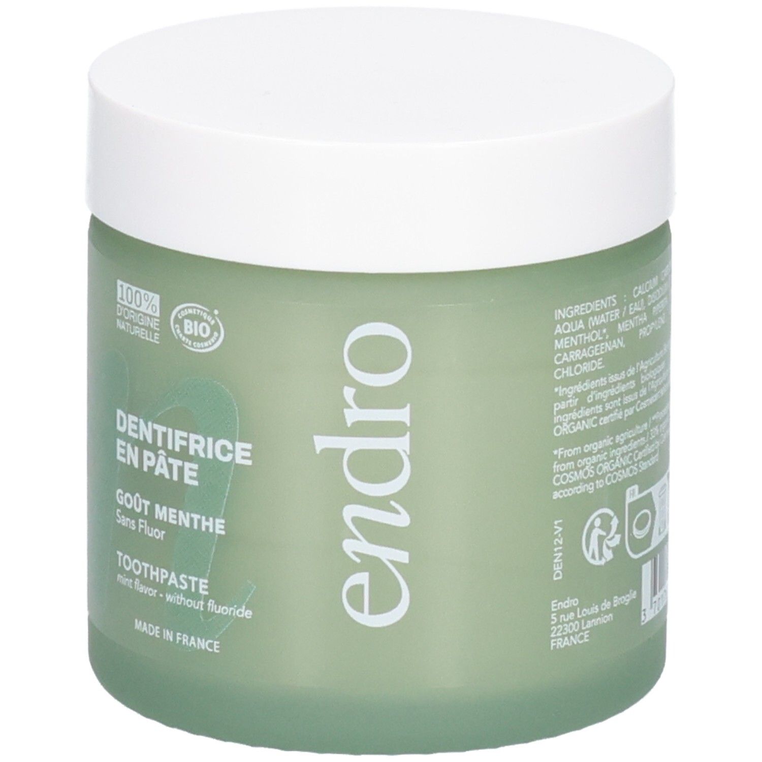 Dentifricio Endro in vasetto, gusto menta, senza fluoro, ingredienti 100% naturali bio.