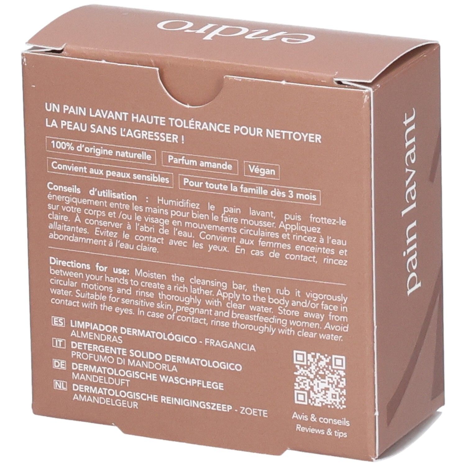 Retro della confezione Endro Sapone Dermatologico con ingredienti e istruzioni per l'uso.