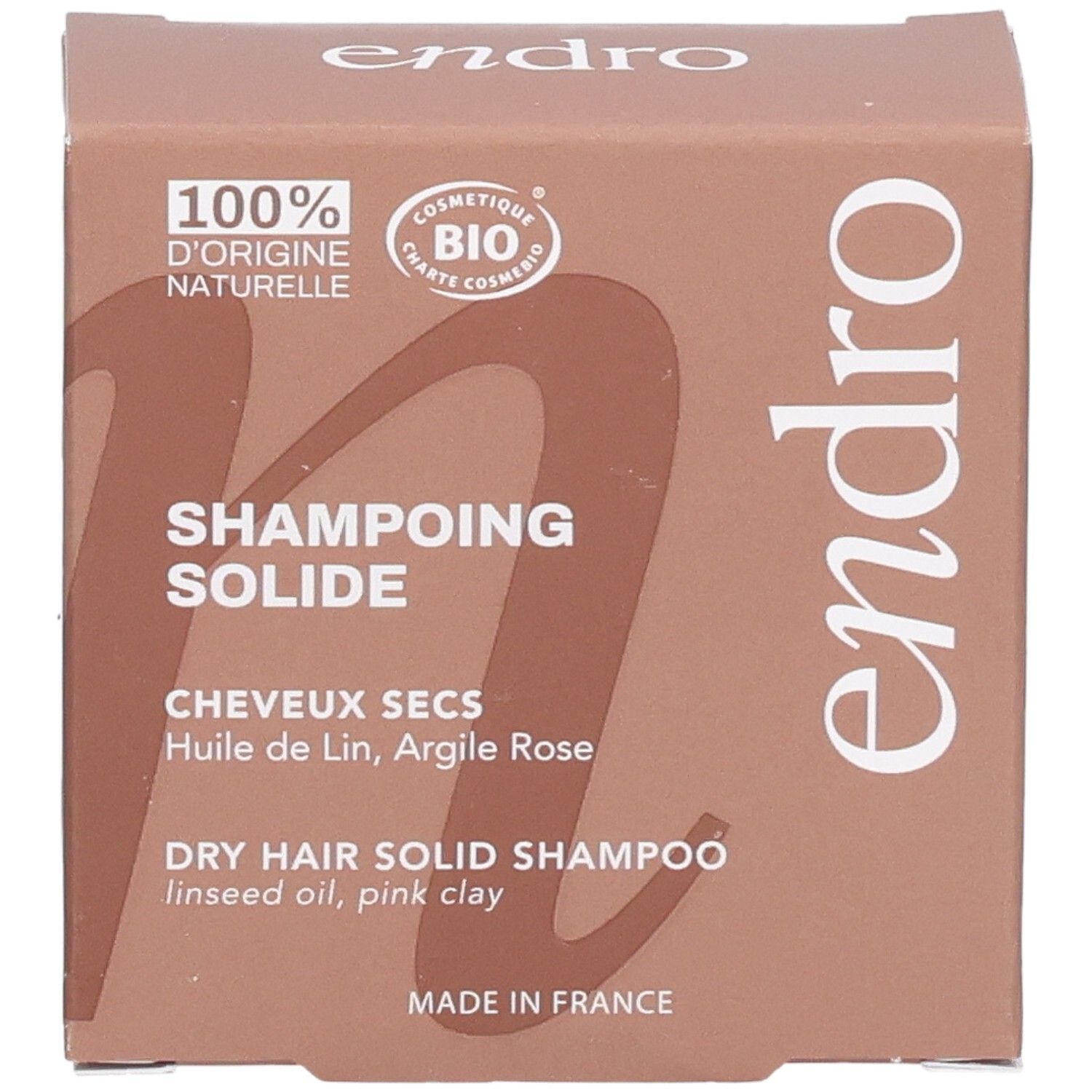 Endro shampoo solido per capelli secchi, 100% origine naturale, certificato Bio.