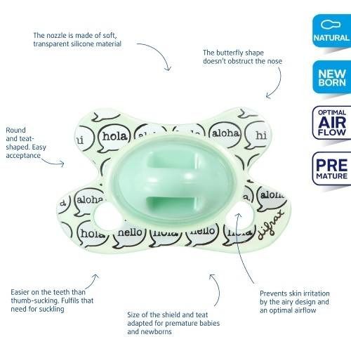 Difrax Pacifier Natural Newborn Aloha -2/+2M