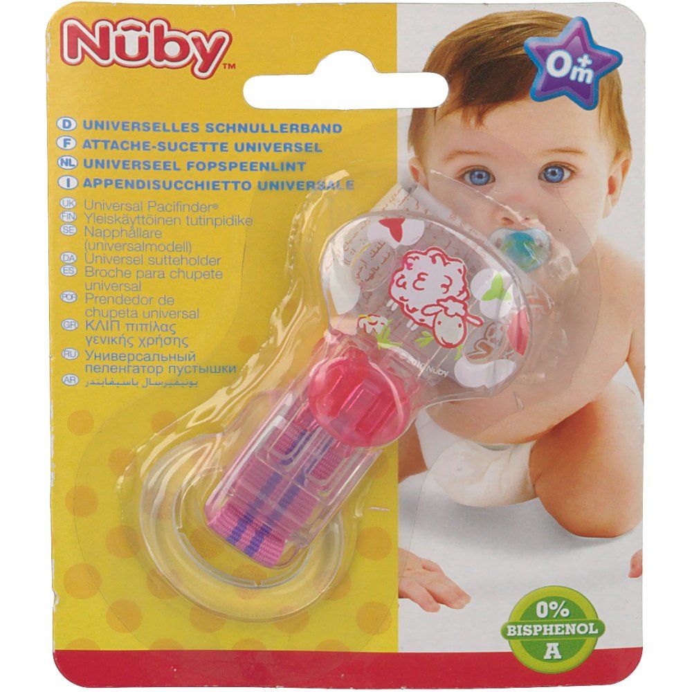 Nuby Soother Holder With Silicone Ring Pink