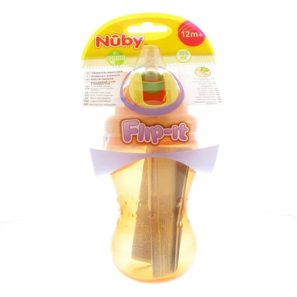 Nuby Drink Cup Pp Anti - Leak + Straw +12M Orange