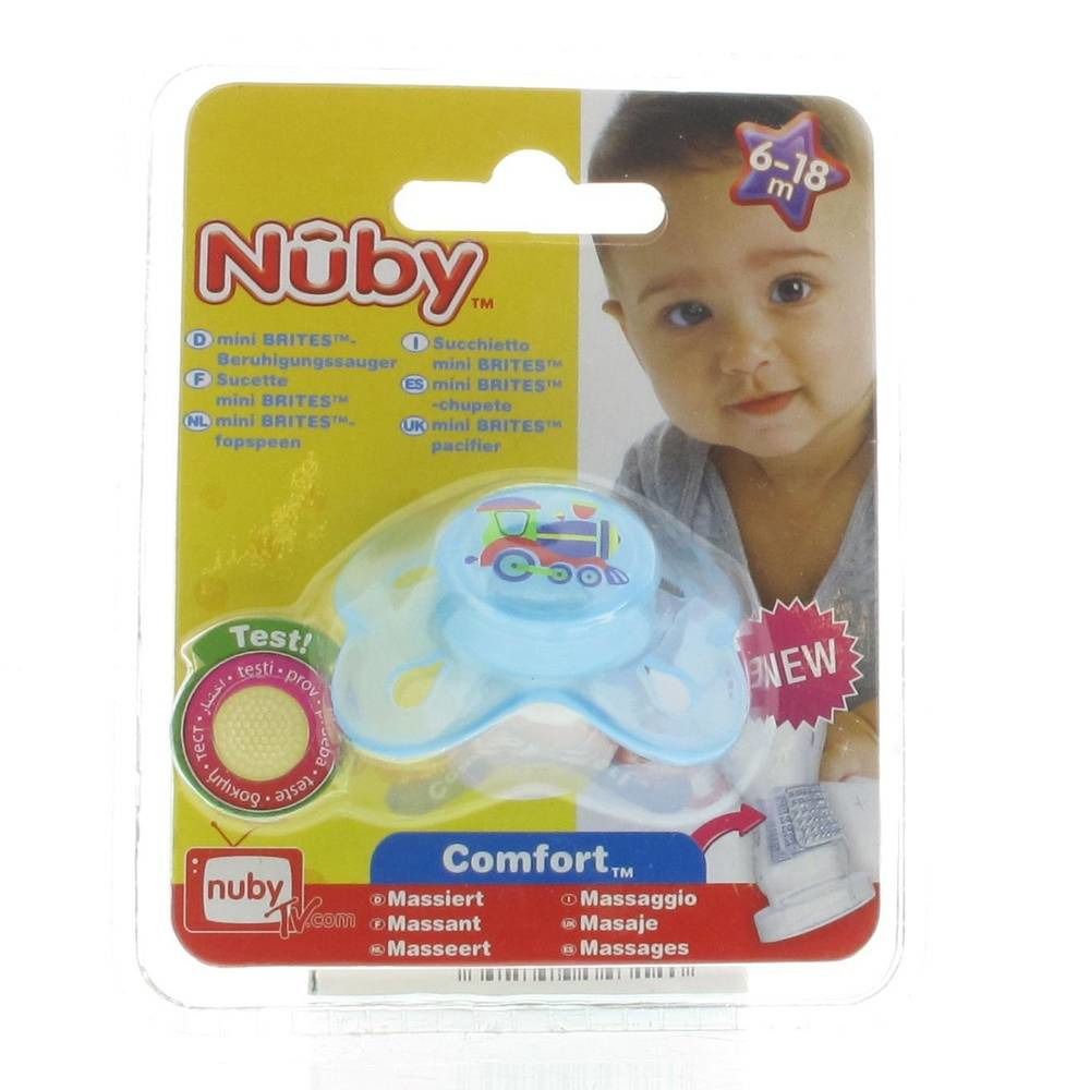 Nuby Pacifier Mini Brites Ovale 6-18m Blue
