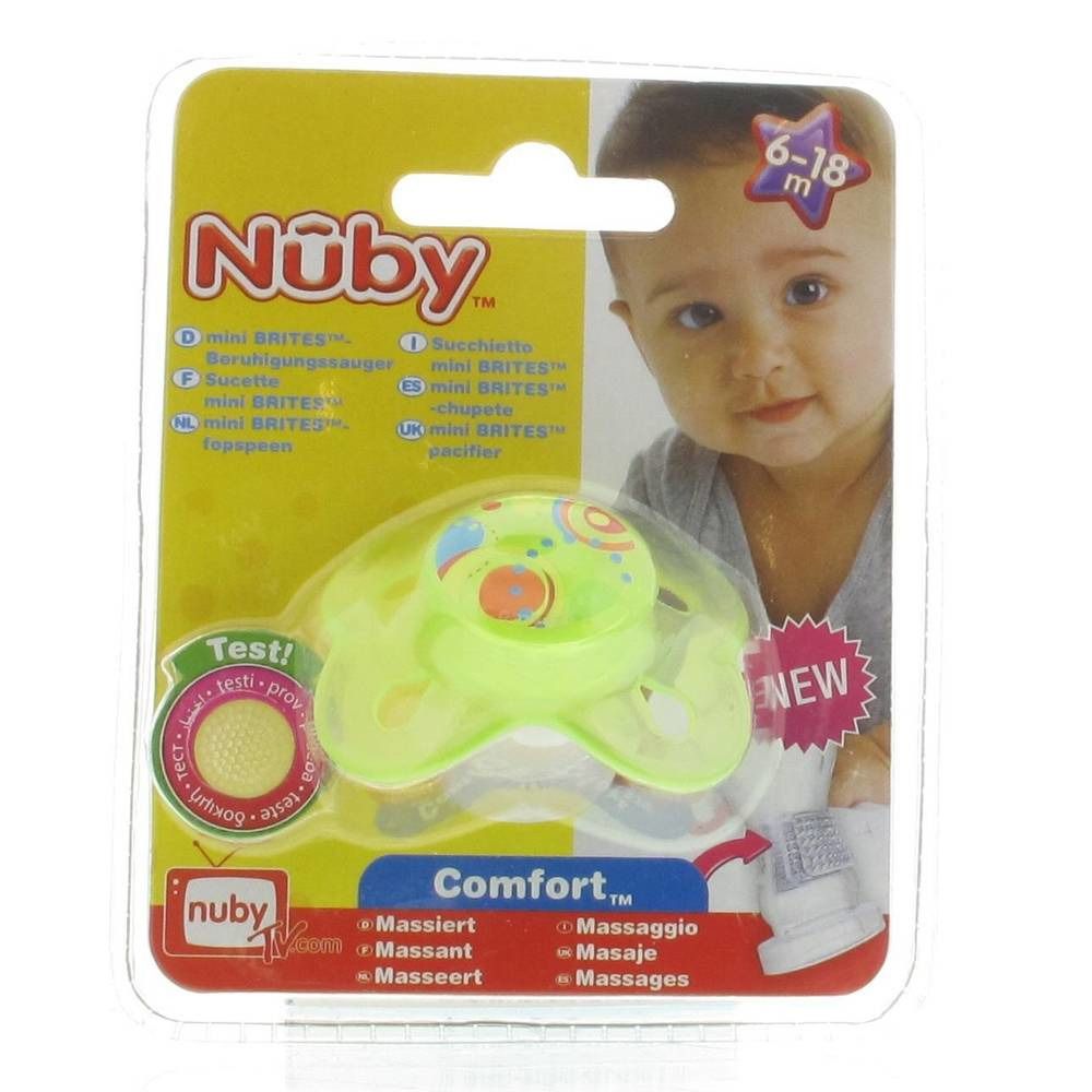 Nuby Pacifier Mini Brites Ovale 6-18m Green