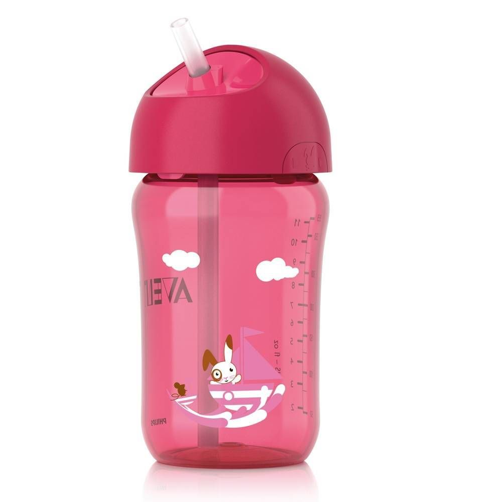 Avent Mug 340 Ml Anti-Leak + Straw +18m Pink