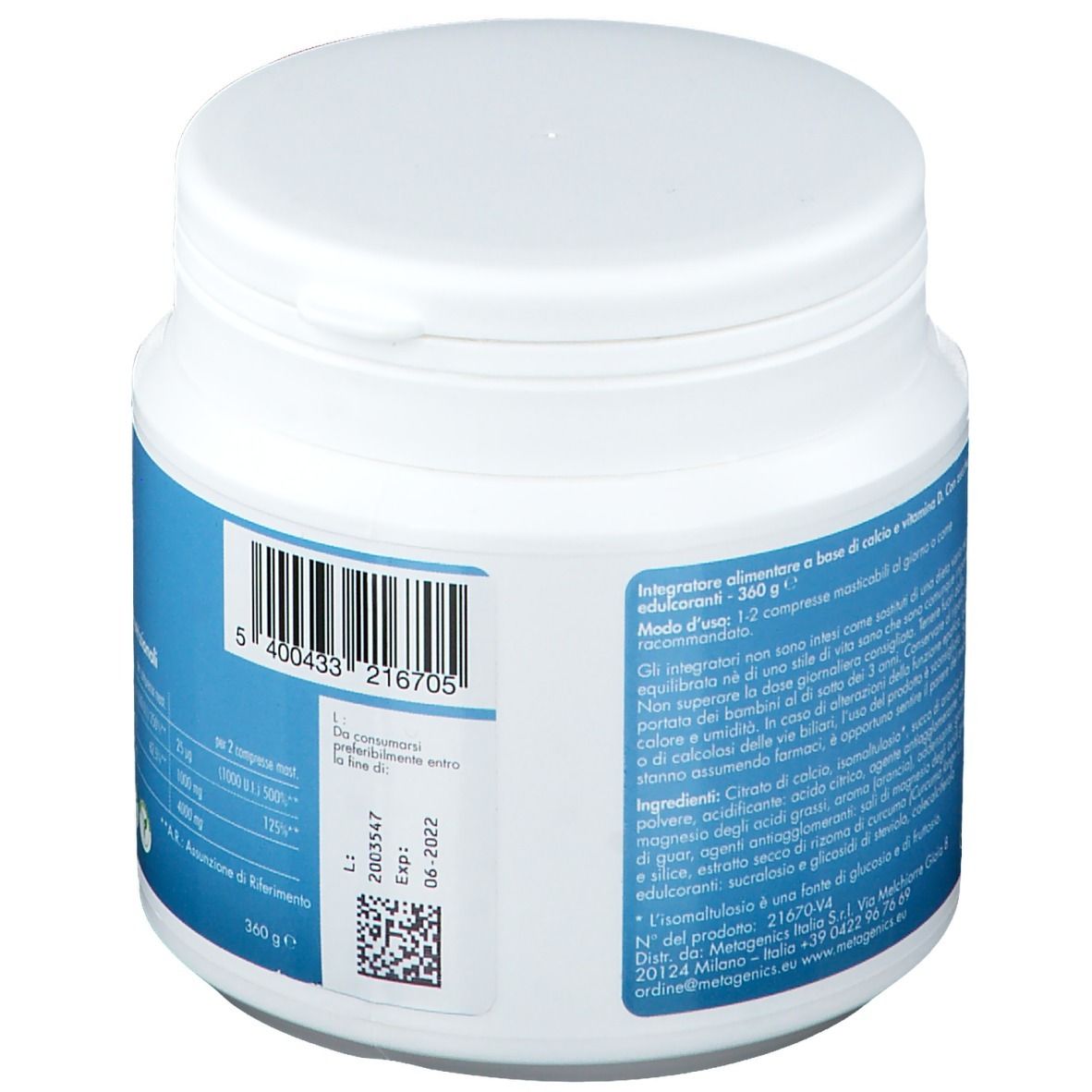 Barinutrics® Calcio Citrato 2000 mg Gusto arancia-limone