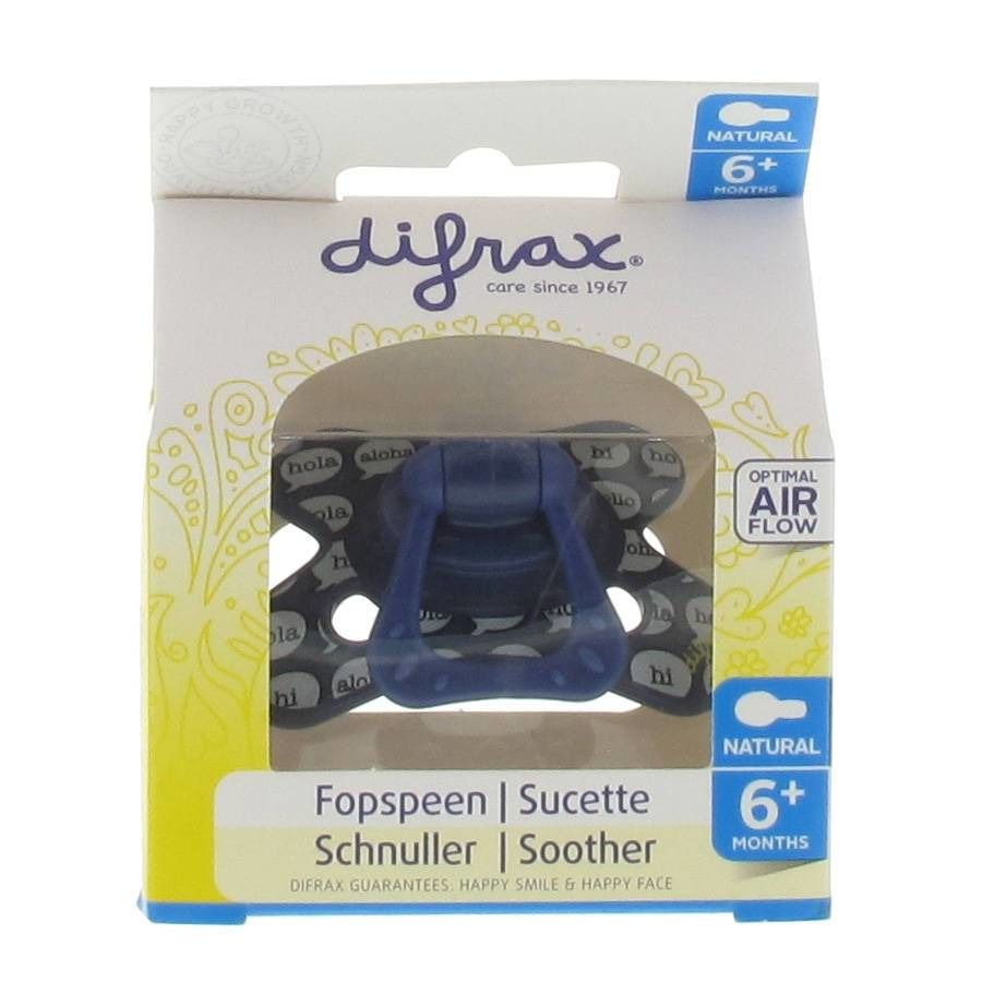 Difrax Soother Natural Sil Big + Ring 6m+ Hello