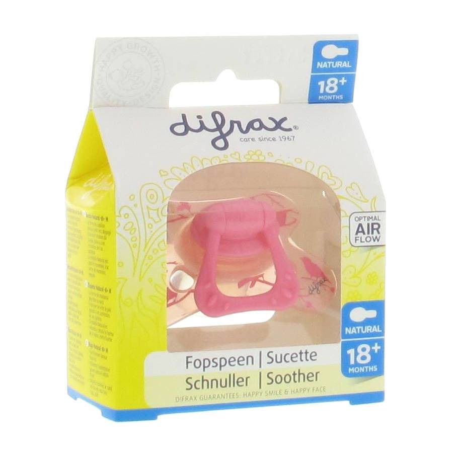Difrax Pacifier Natural Assortiment +18M Pink Bird