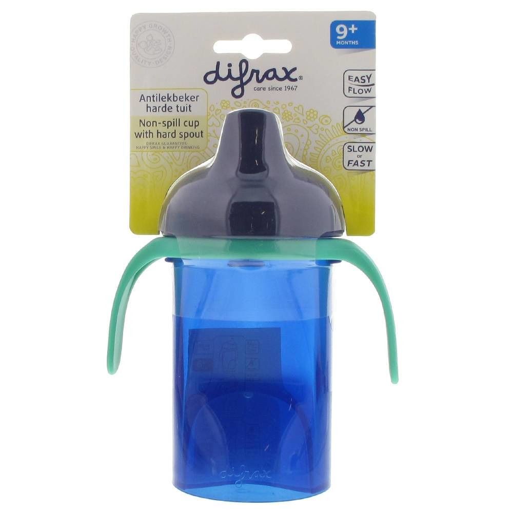 Difrax Bicchiere Antigoccia Becco Duro 9 Mesi Blu/Verde