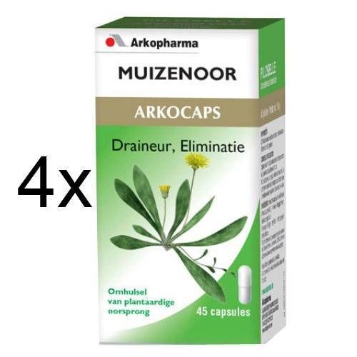 Scatola Arkocaps Muizenoor. Scritto: Drainer, Eliminatie. 45 capsule. Origine vegetale. 4x.