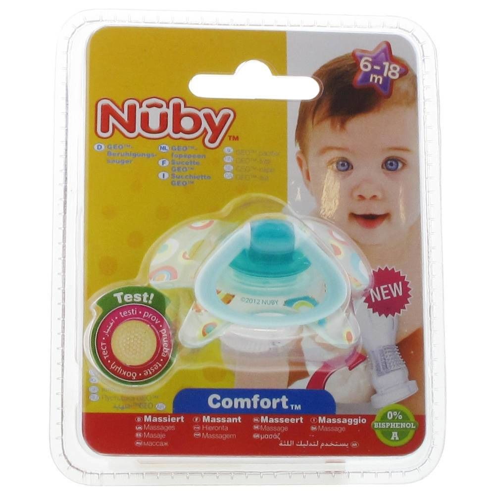 Nuby Succhietto Silicone Geo Ortodontico 6-18 Mesi Verde