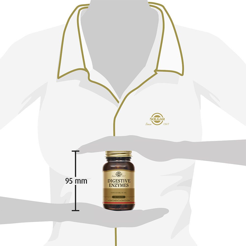 Flacone in mano. Donna che tiene il flacone, accanto misura di 95 mm.