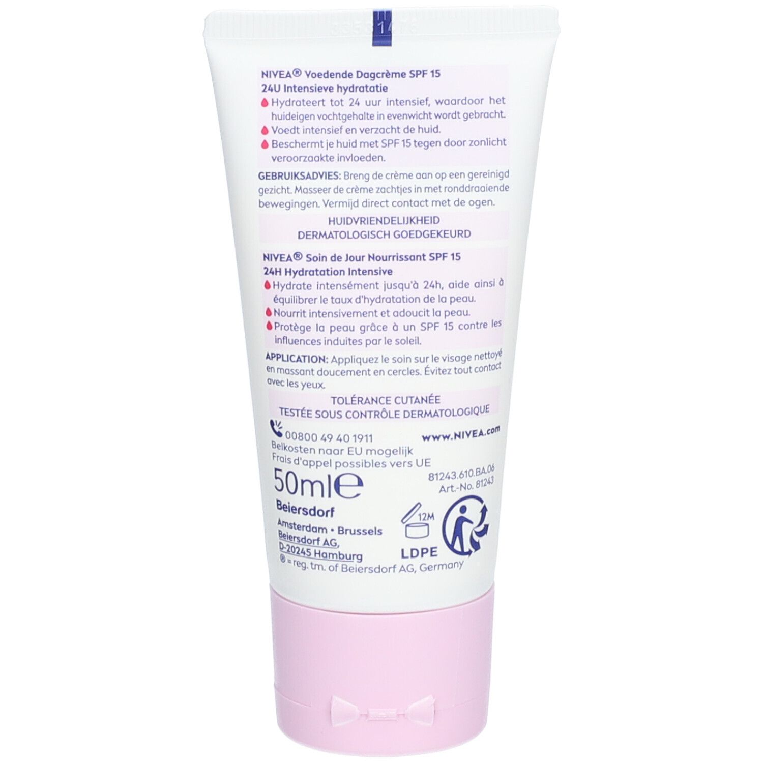 Tubo NIVEA Essentials Crema da giorno SPF15, formula vegana.