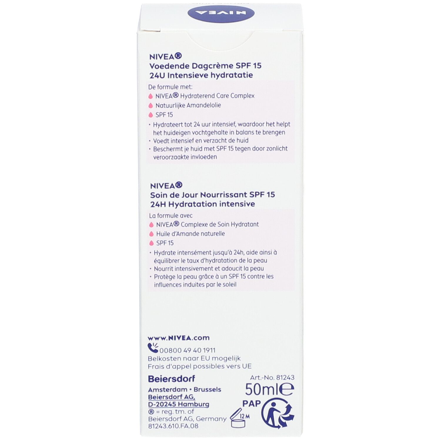 Scatola NIVEA Essentials Crema da giorno SPF15 con formula vegana.