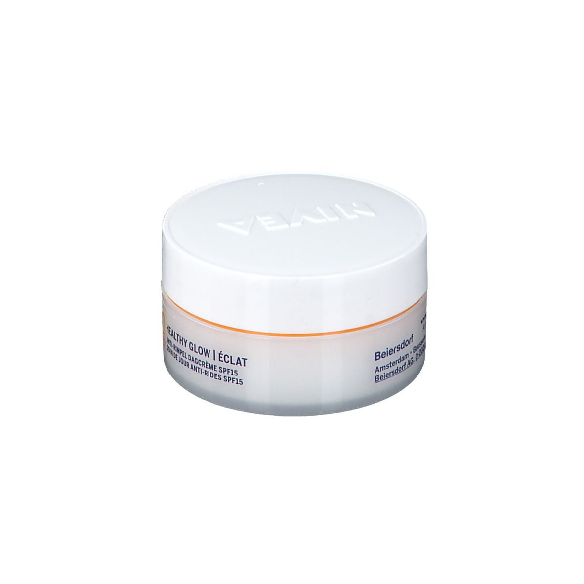 Vasetto NIVEA Q10 Energy con informazioni Beiersdorf e indirizzo.