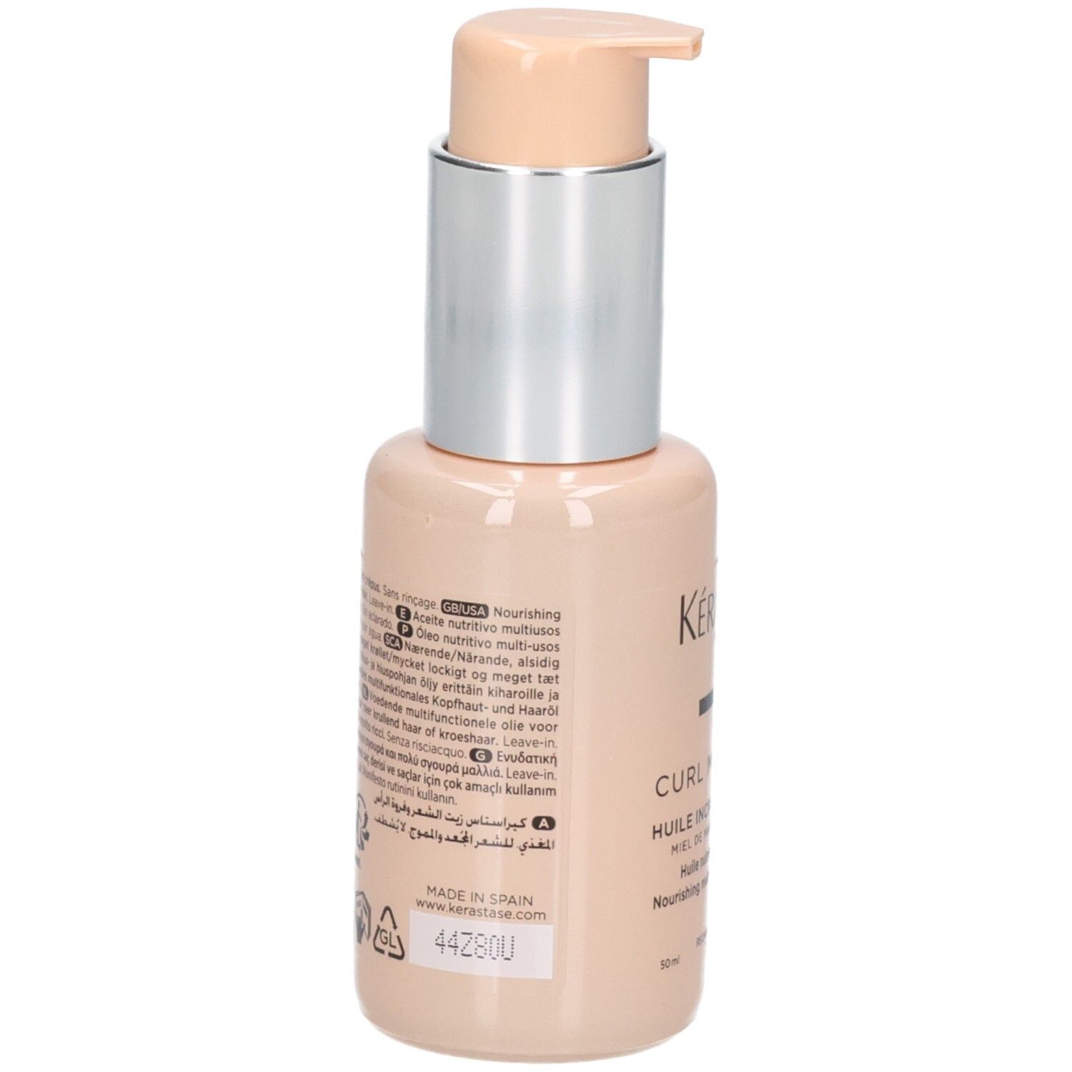 Kérastase Curl Manifesto Huile Sublime Repair, retro con istruzioni per l'uso.