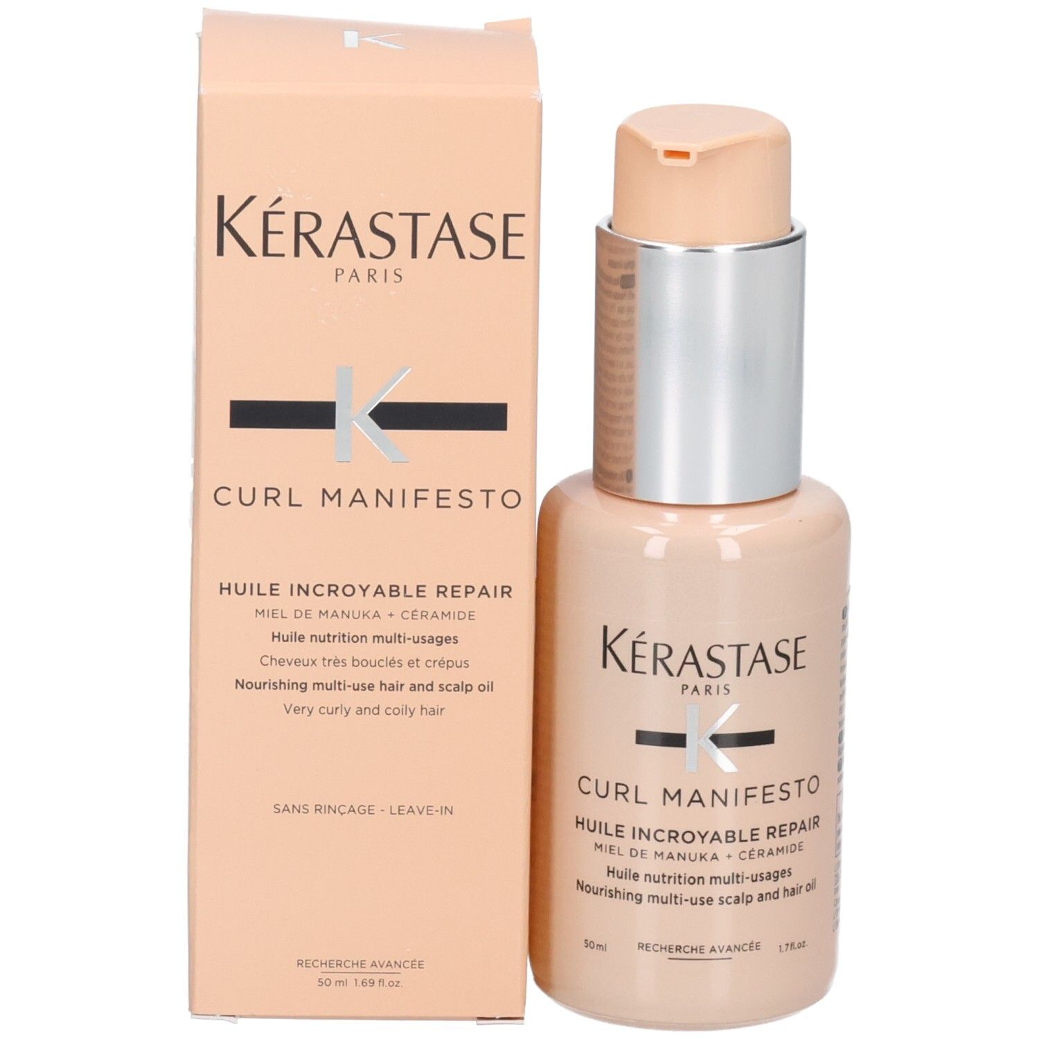 Kérastase Curl Manifesto Huile Sublime Repair, olio e confezione esterna.