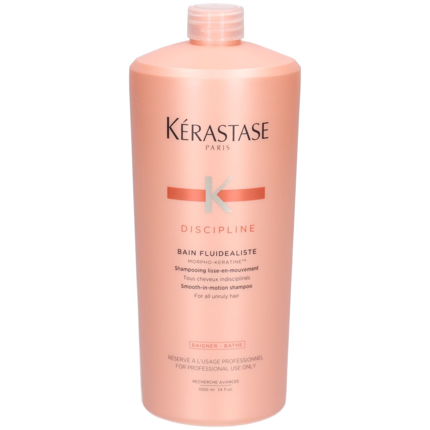 Shampoo Kérastase Discipline Bain Fluidealiste, flacone da 1000 ml, leggermente obliquo.