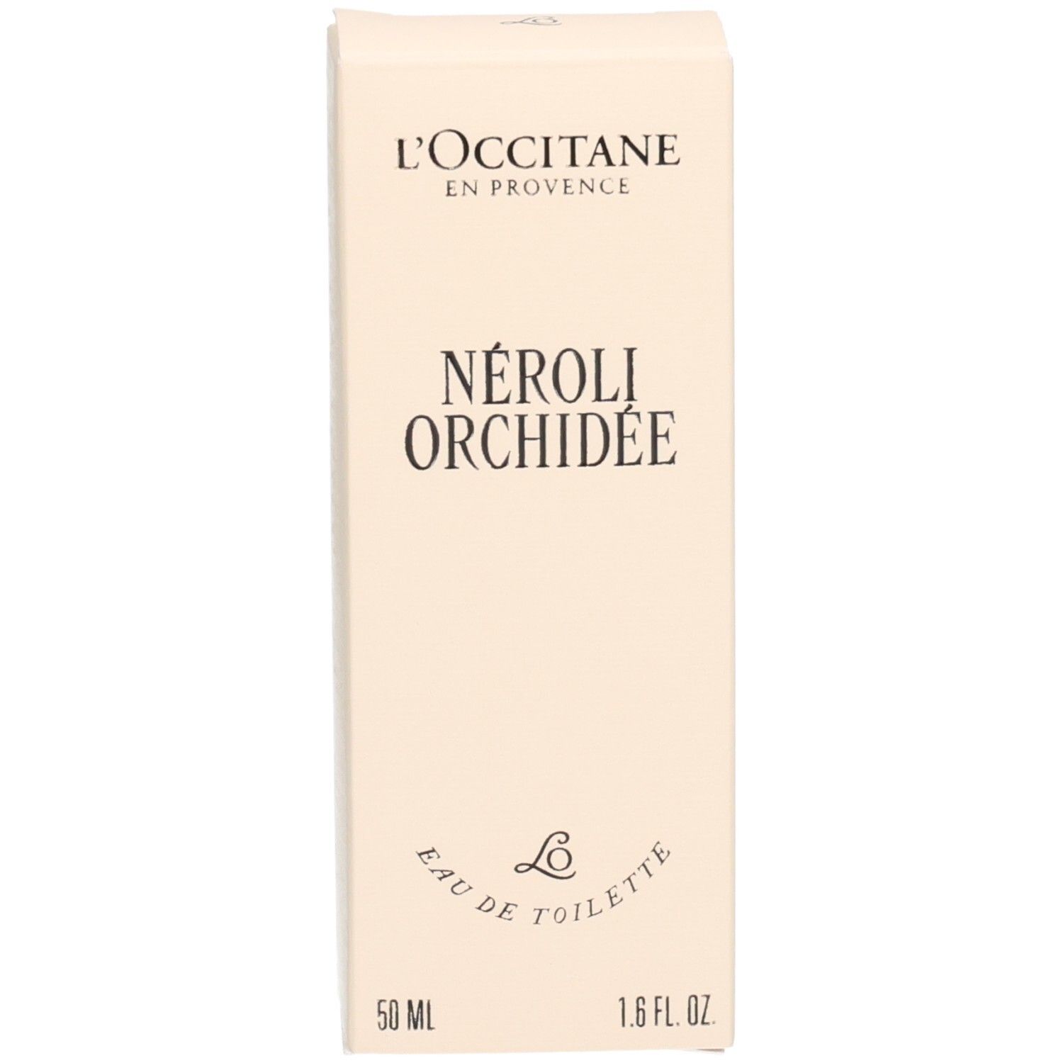 Fronte della scatola di L'OCCITANE Eau de Toilette Néroli Orchidée, 50 ml.