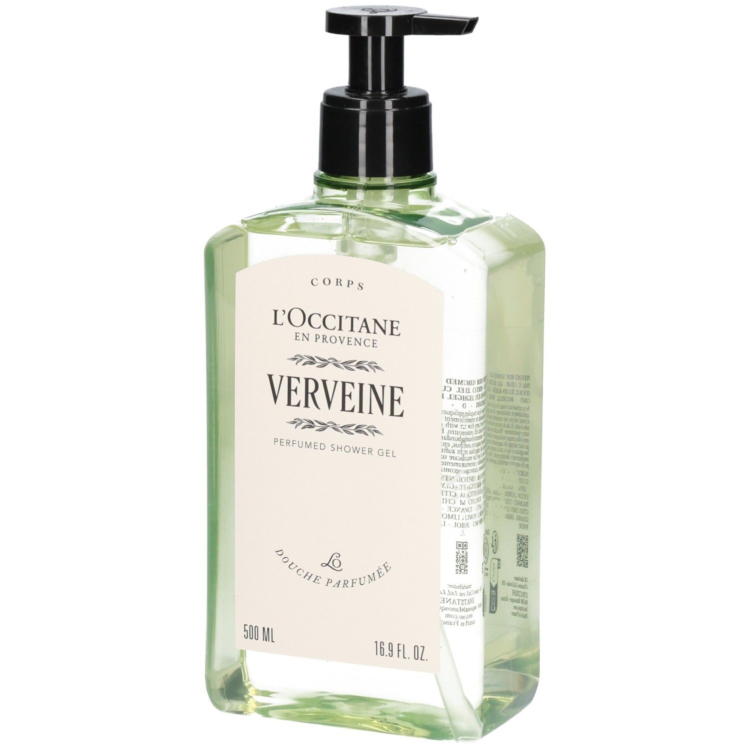 L'Occitane Verveine bagnoschiuma profumato, flacone da 500 ml con dispenser.