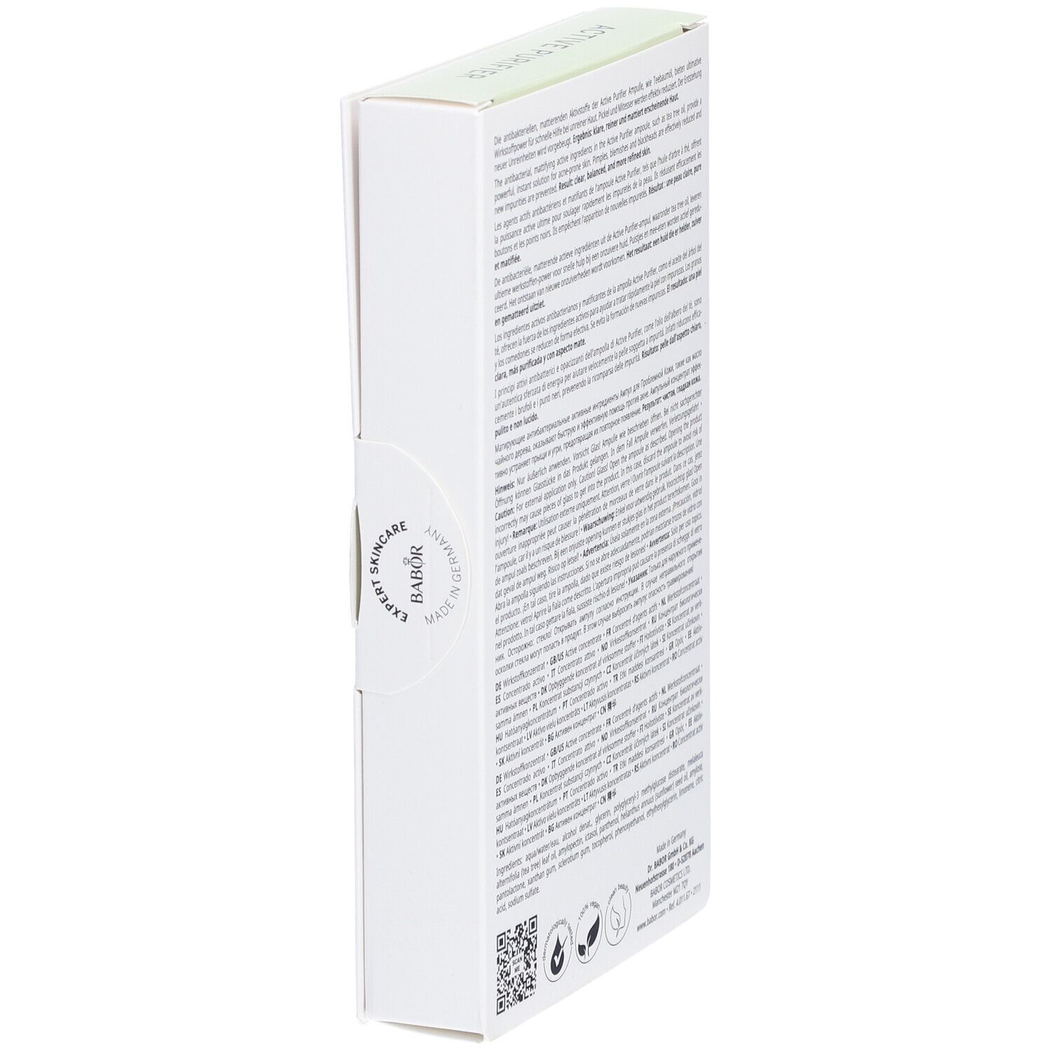 Confezione con logo Babor e informazioni sul prodotto. Sigillo con logo.