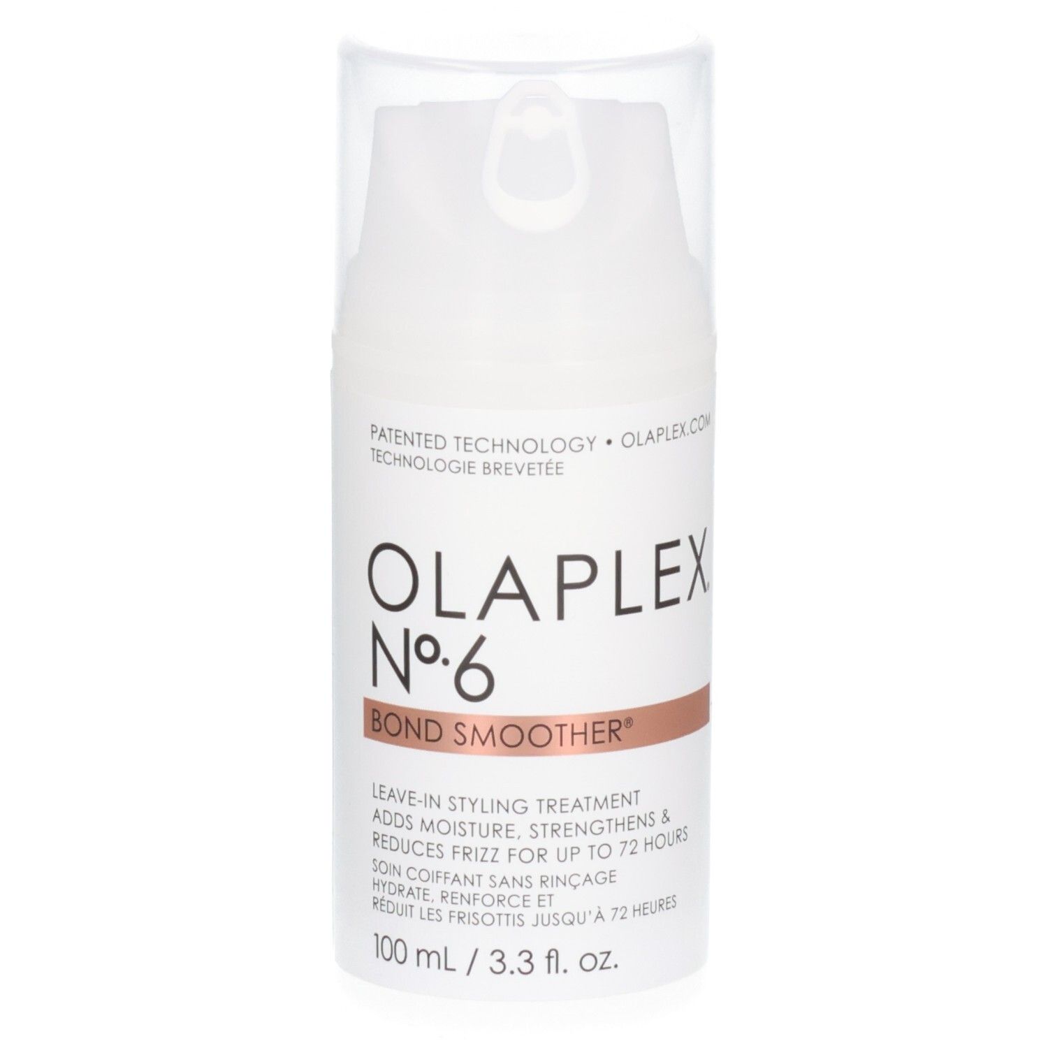 Flacone Olaplex N. 6 Bond Smoother, trattamento styling leave-in, con erogatore.