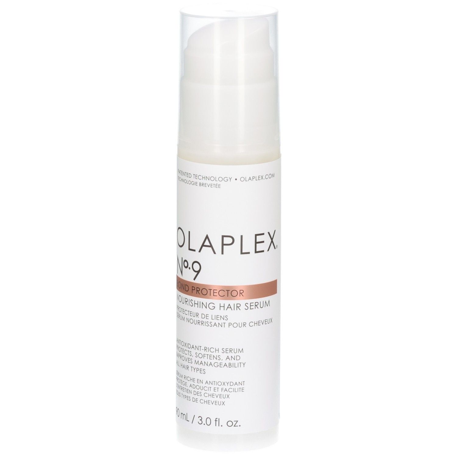 Siero Nutriente per Capelli Olaplex No. 9 Bond Protector in flacone bianco con erogatore, 90 ml.