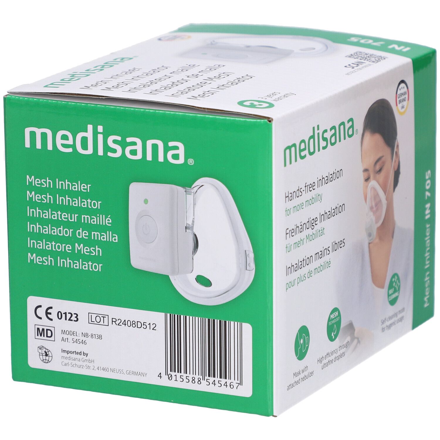 Cuscino massaggiante Shiatsu Medisana MC 850, nero, con maniglia, per massaggio collo e schiena.