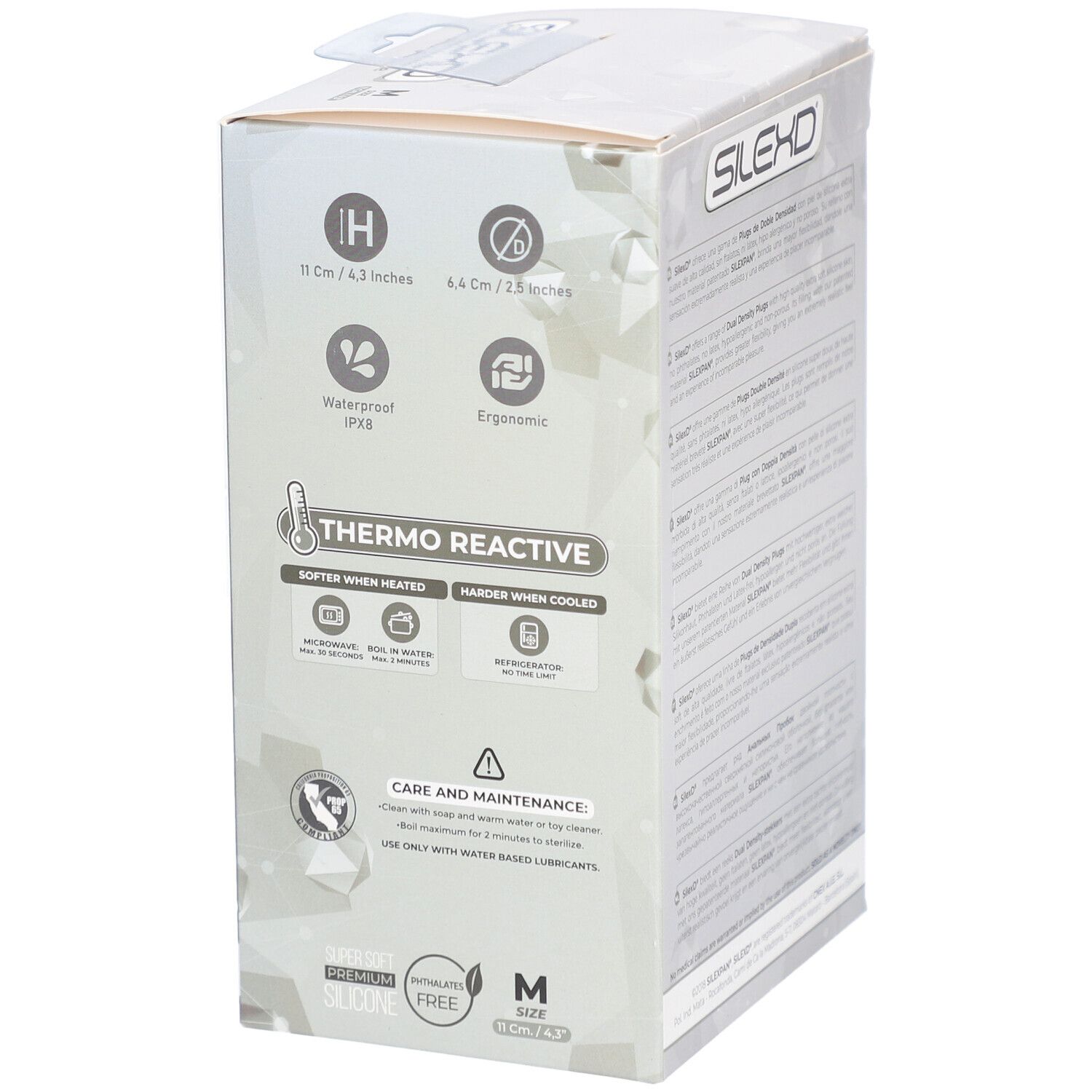 Retro della confezione con informazioni sul prodotto. Marca SILEXD. Thermo Reactive.