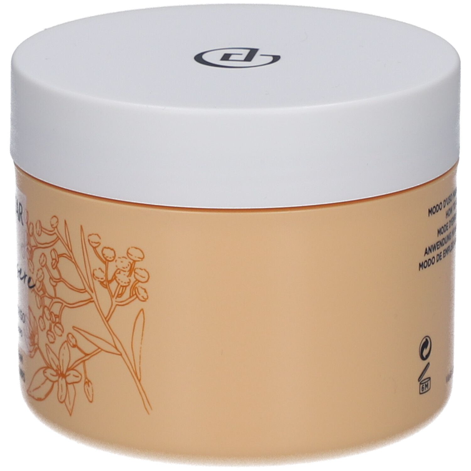 Vaso di crema beige con coperchio bianco. Scritta: Collistar, Benessere, Neroli e Elicriso, Crème Douce Corps.