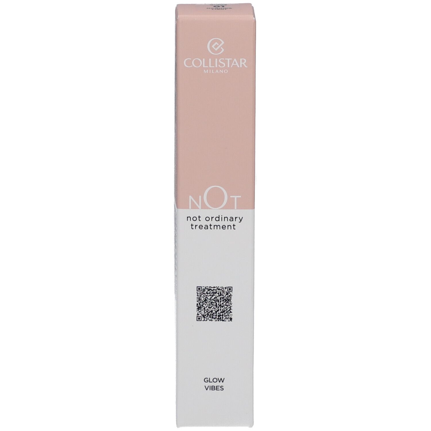 Scatola. Scritte: Collistar, NOT, Glow Vibes.