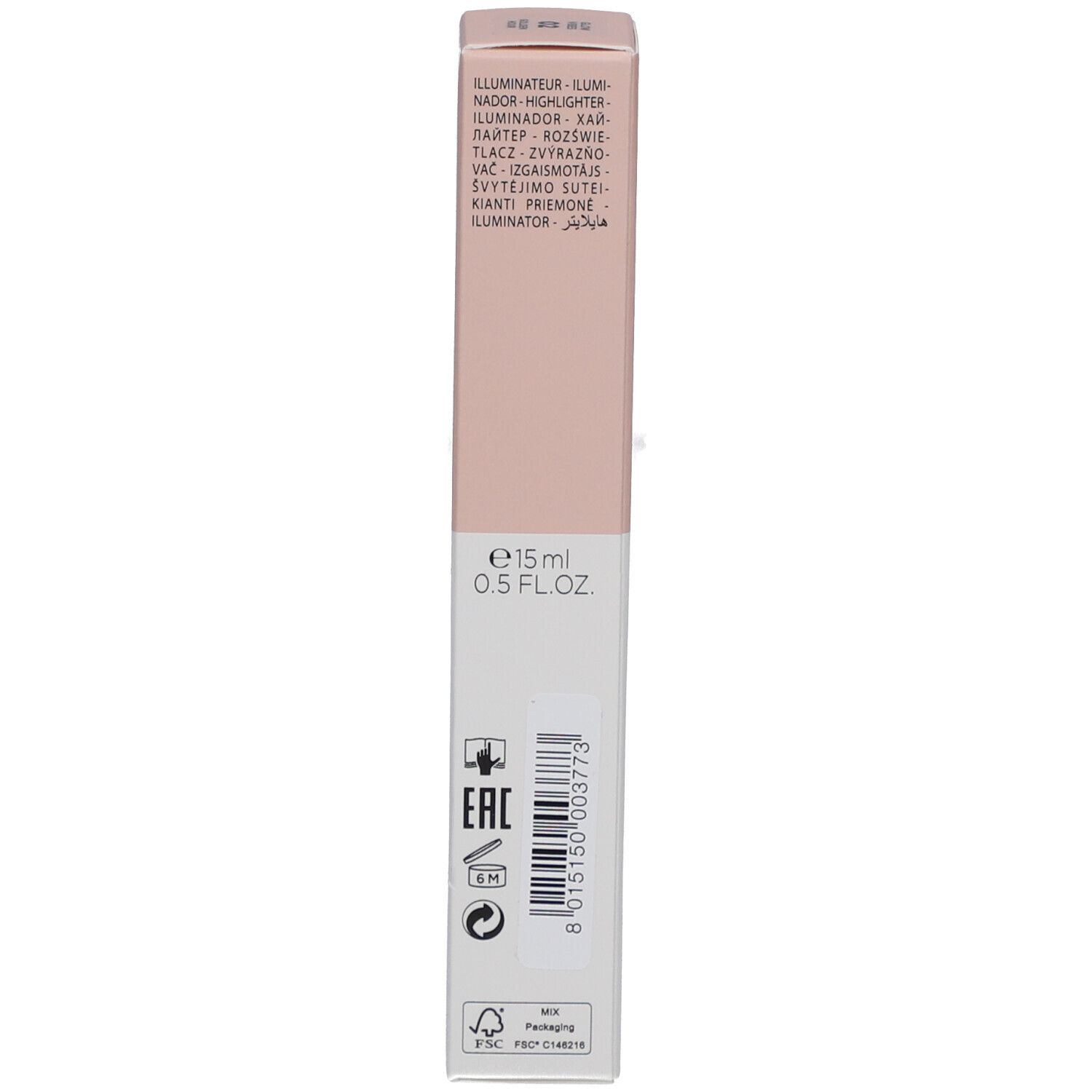 Confezione Collistar NOT Glow Vibes. Testo, codice EAN, simboli di riciclo. Rosa e bianco.