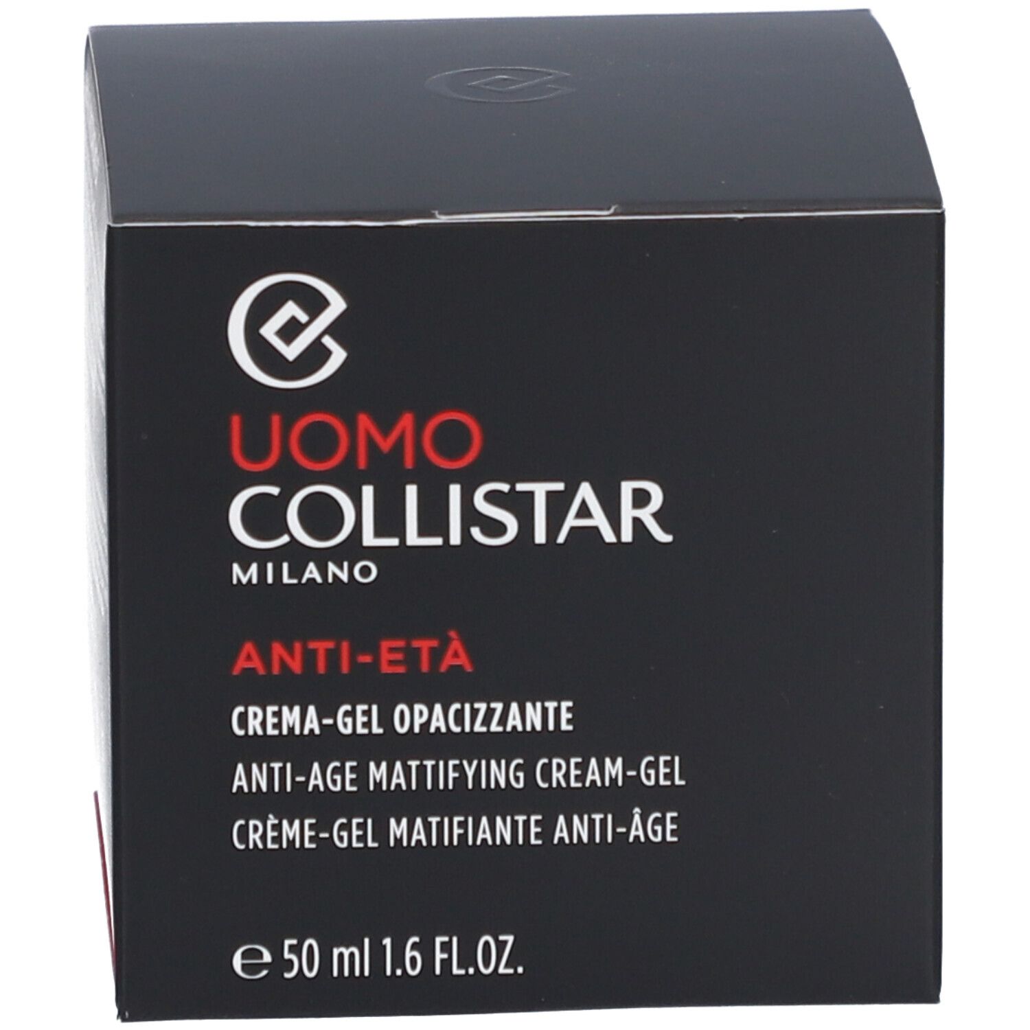 Scatola nera con scritta: Uomo Collistar, Anti-Age, 50 ml.