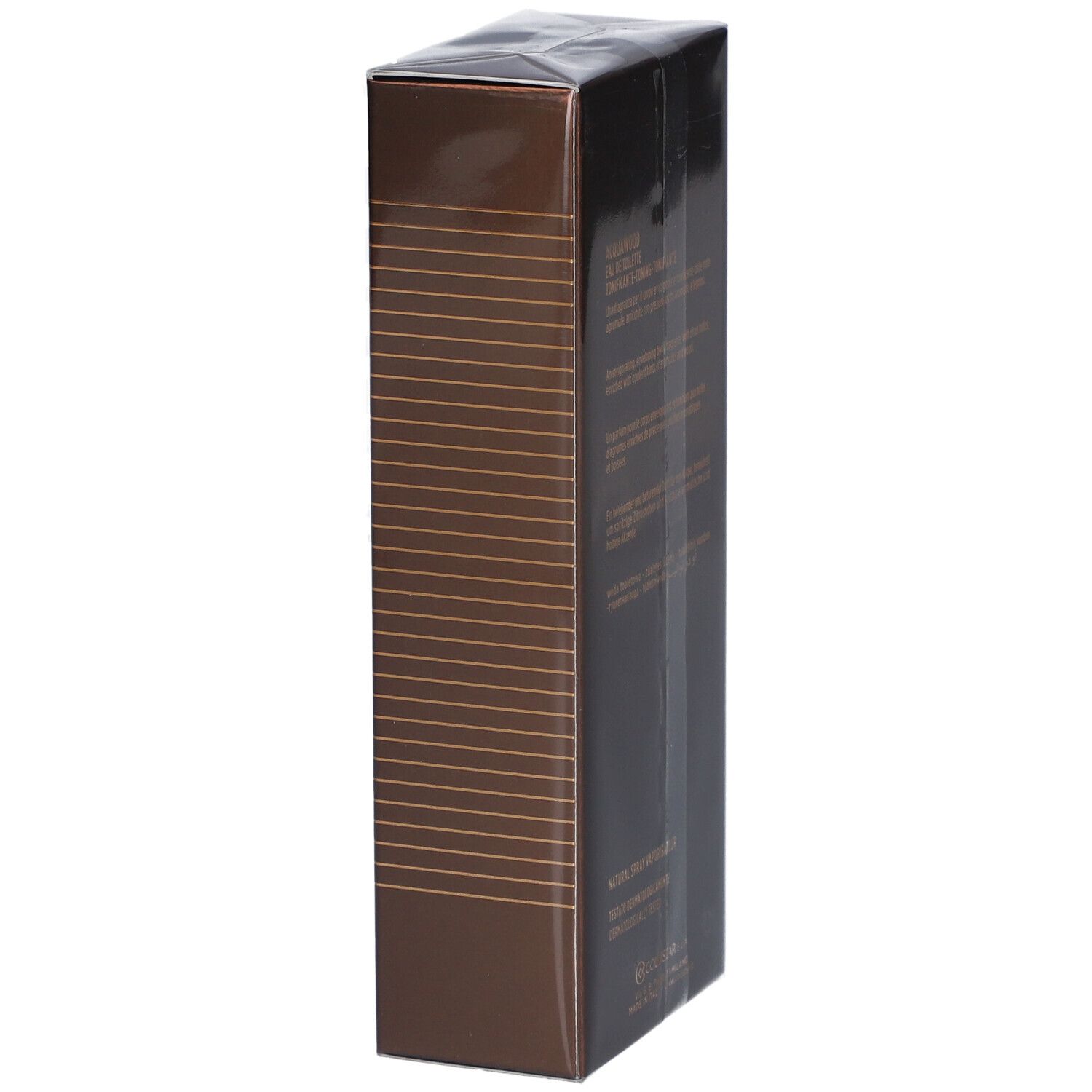 Scatola rettangolare marrone. Uomo Collistar Milano, Acqua Wood, Eau de Toilette. 100 ml.