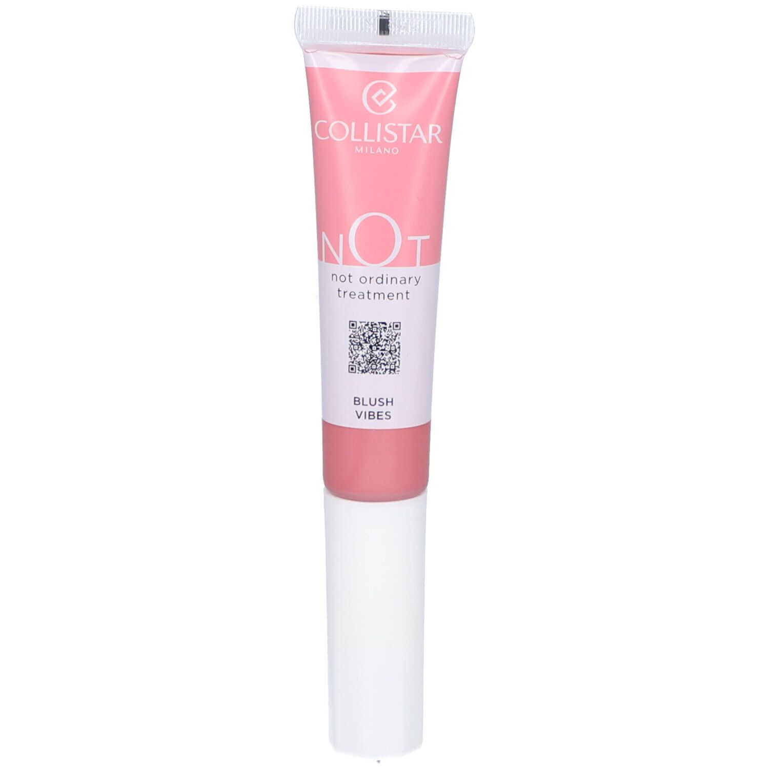 Tubo rosa con applicatore bianco. Scritta: Collistar, NOT, Blush Vibes.