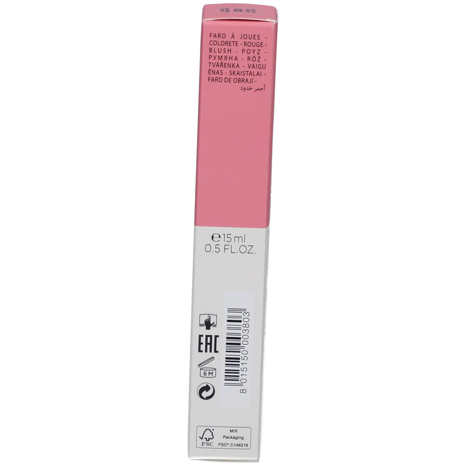 Lato della confezione. Testo: tonalità, 15 ml, 0.5 FL.OZ. Produttore: Collistar. Codice EAN.