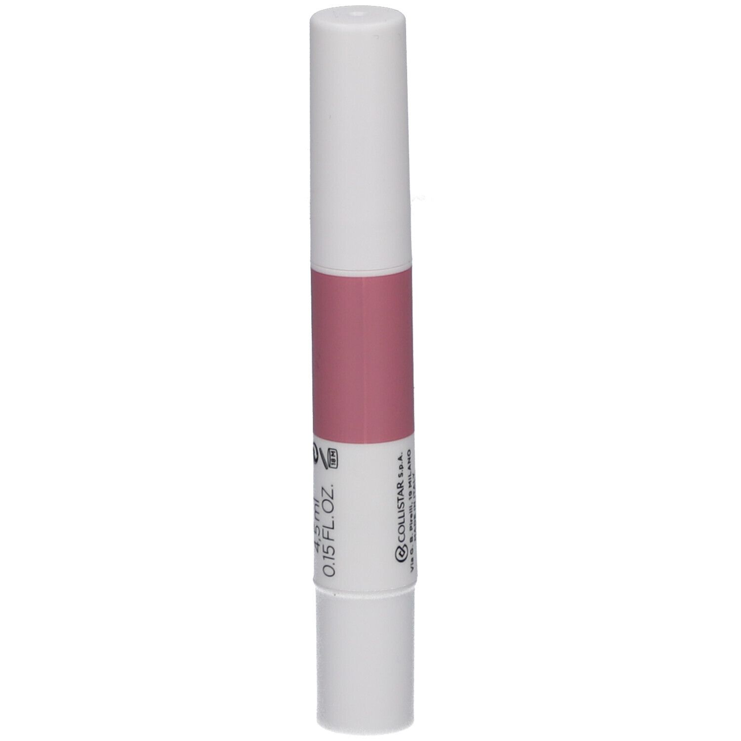 Stick labbra bianco con sezione rosa. Scritta: NOT, not ordinary treatment, LIP CRUSH. Marchio: Collistar.
